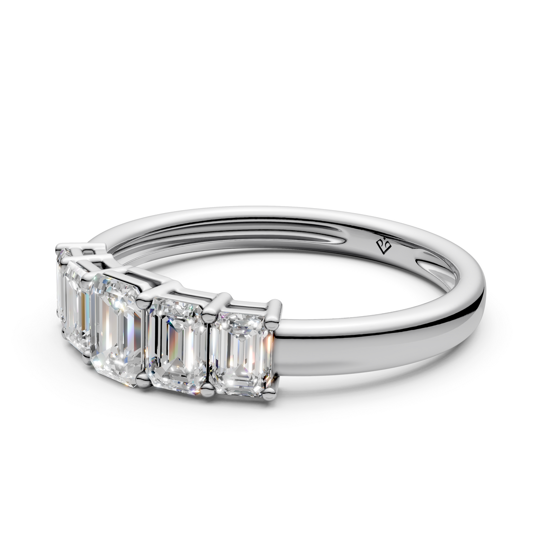 Milana Emerald Diamond 5 Stone Ladies Ring