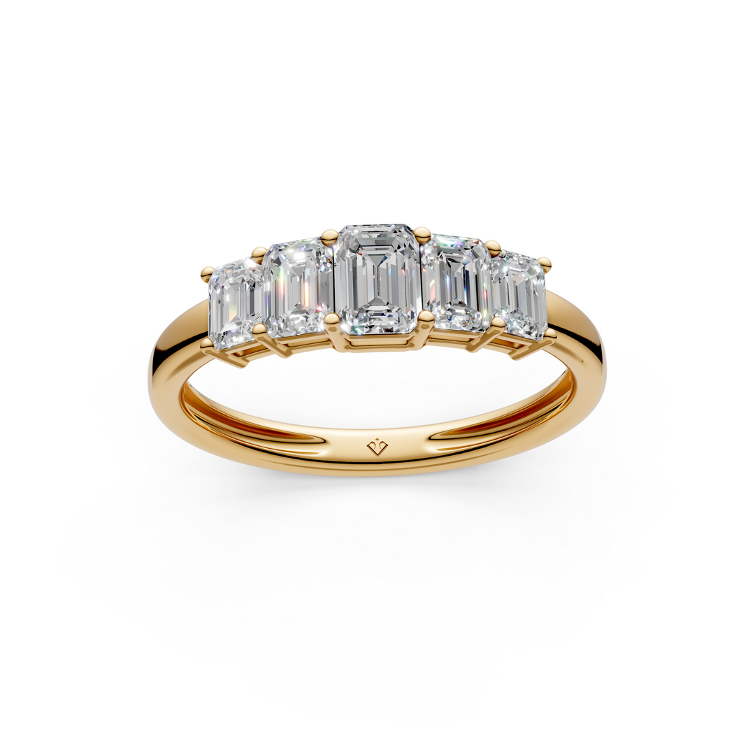 Milana Emerald Diamond 5 Stone Ladies Ring