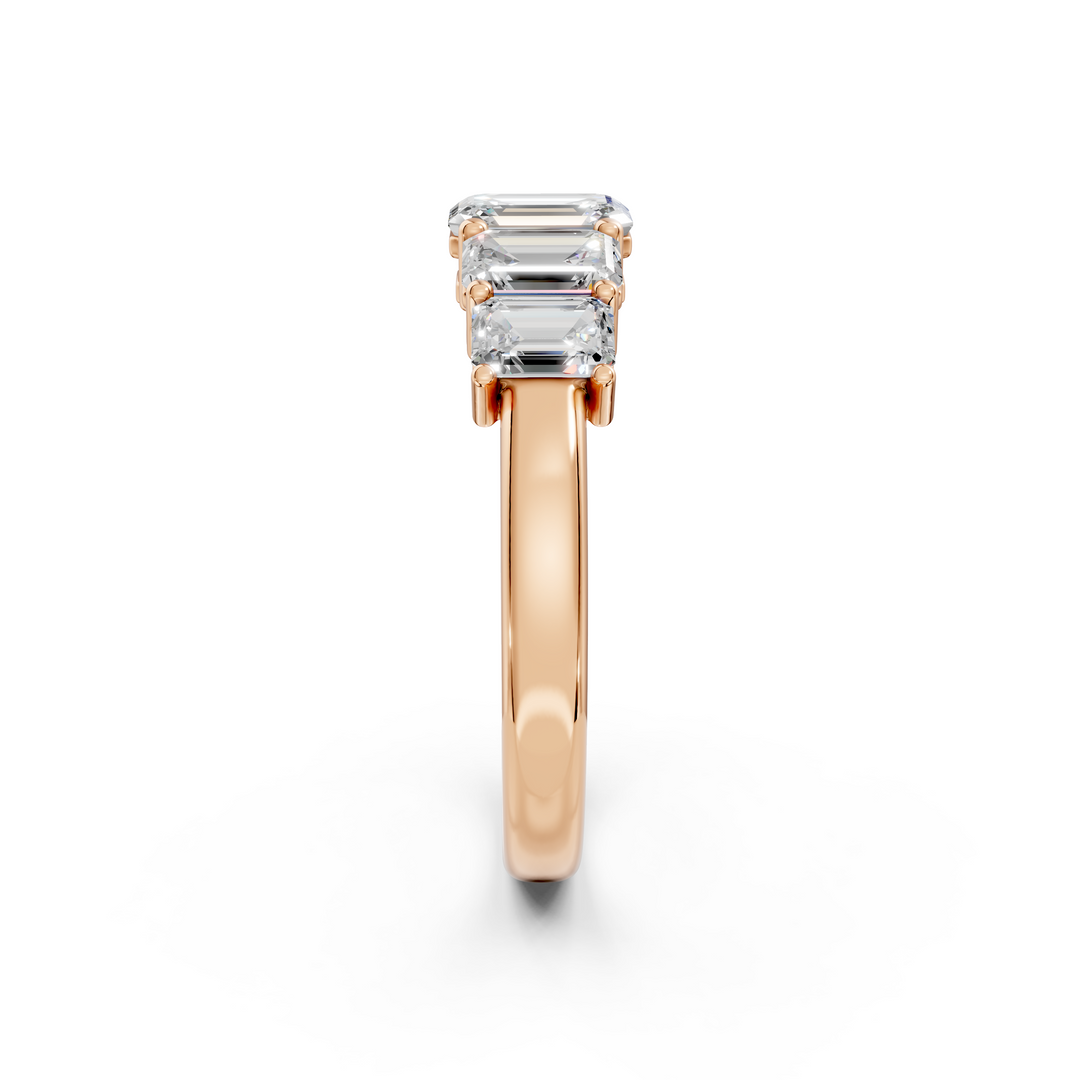 Lilac Emerald Diamond 5 Stone Ladies Ring