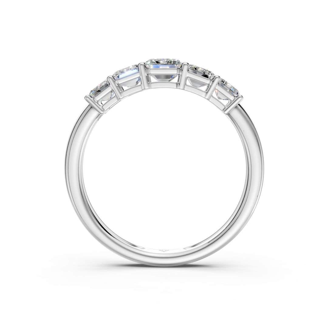 Lilac Emerald Diamond 5 Stone Ladies Ring
