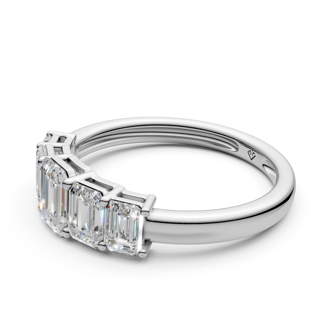 Lilac Emerald Diamond 5 Stone Ladies Ring