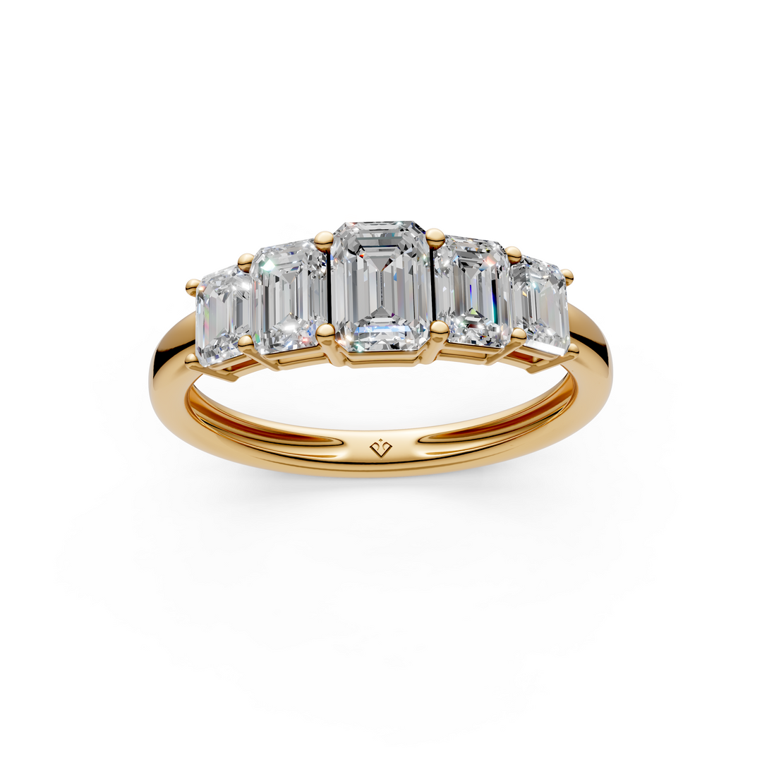 Lilac Emerald Diamond 5 Stone Ladies Ring
