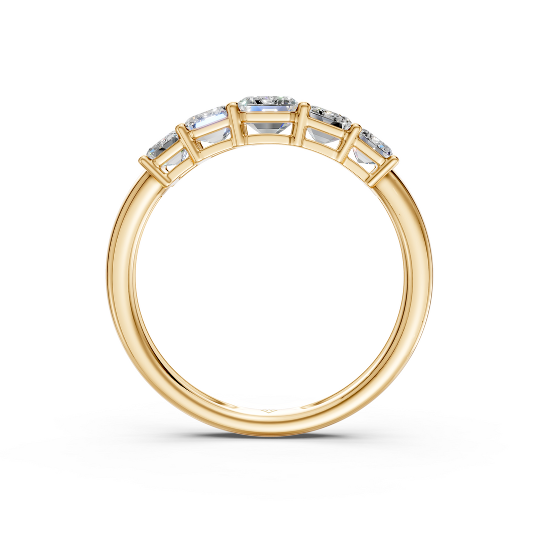 Lilac Emerald Diamond 5 Stone Ladies Ring