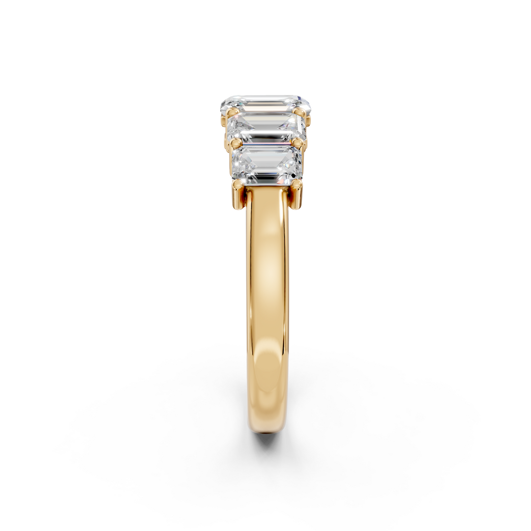 Lilac Emerald Diamond 5 Stone Ladies Ring