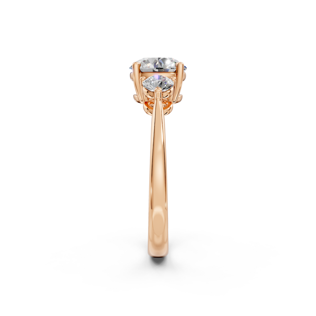 Malti Round Solitaire Diamond 3 stone Ladies Ring