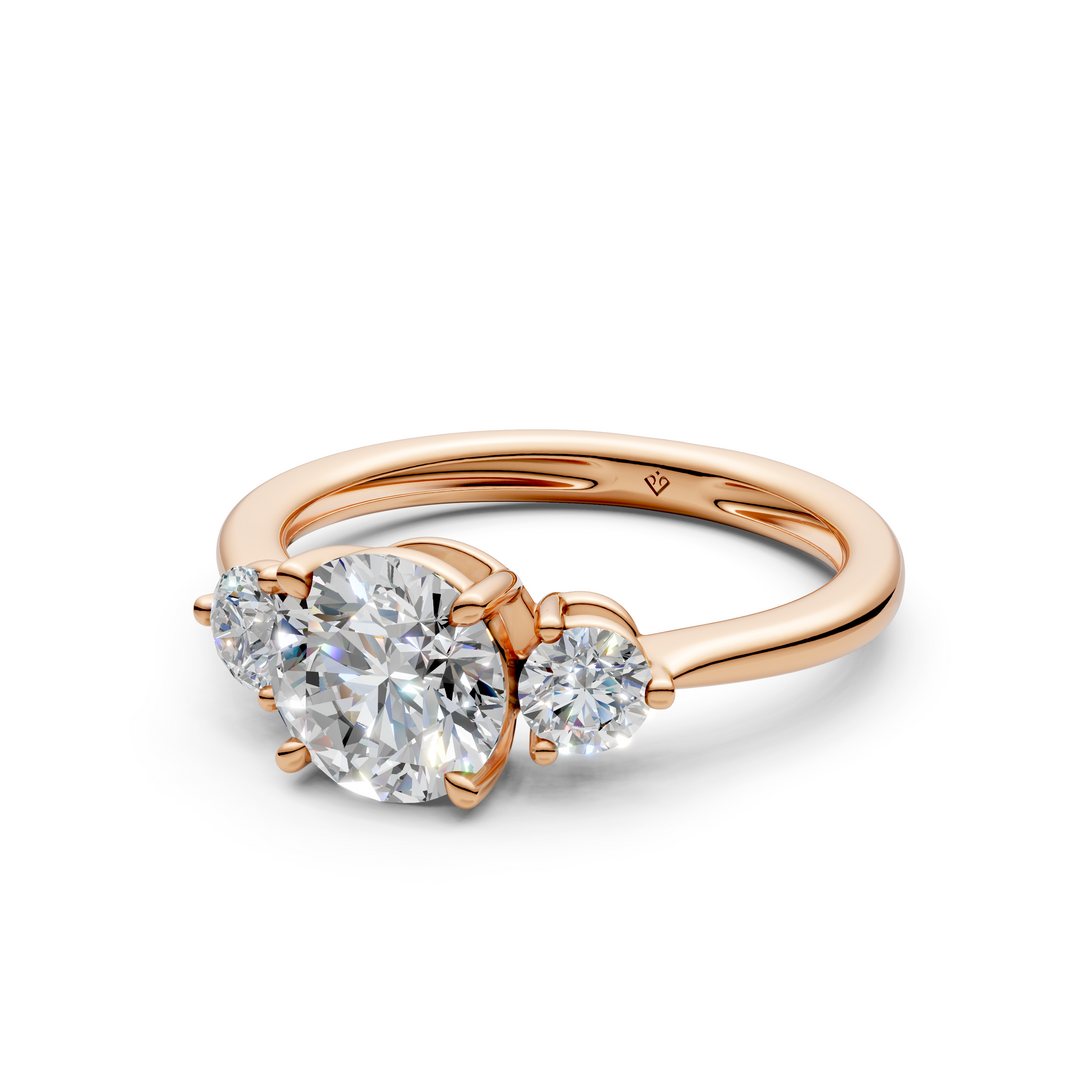 Malti Round Solitaire Diamond 3 stone Ladies Ring
