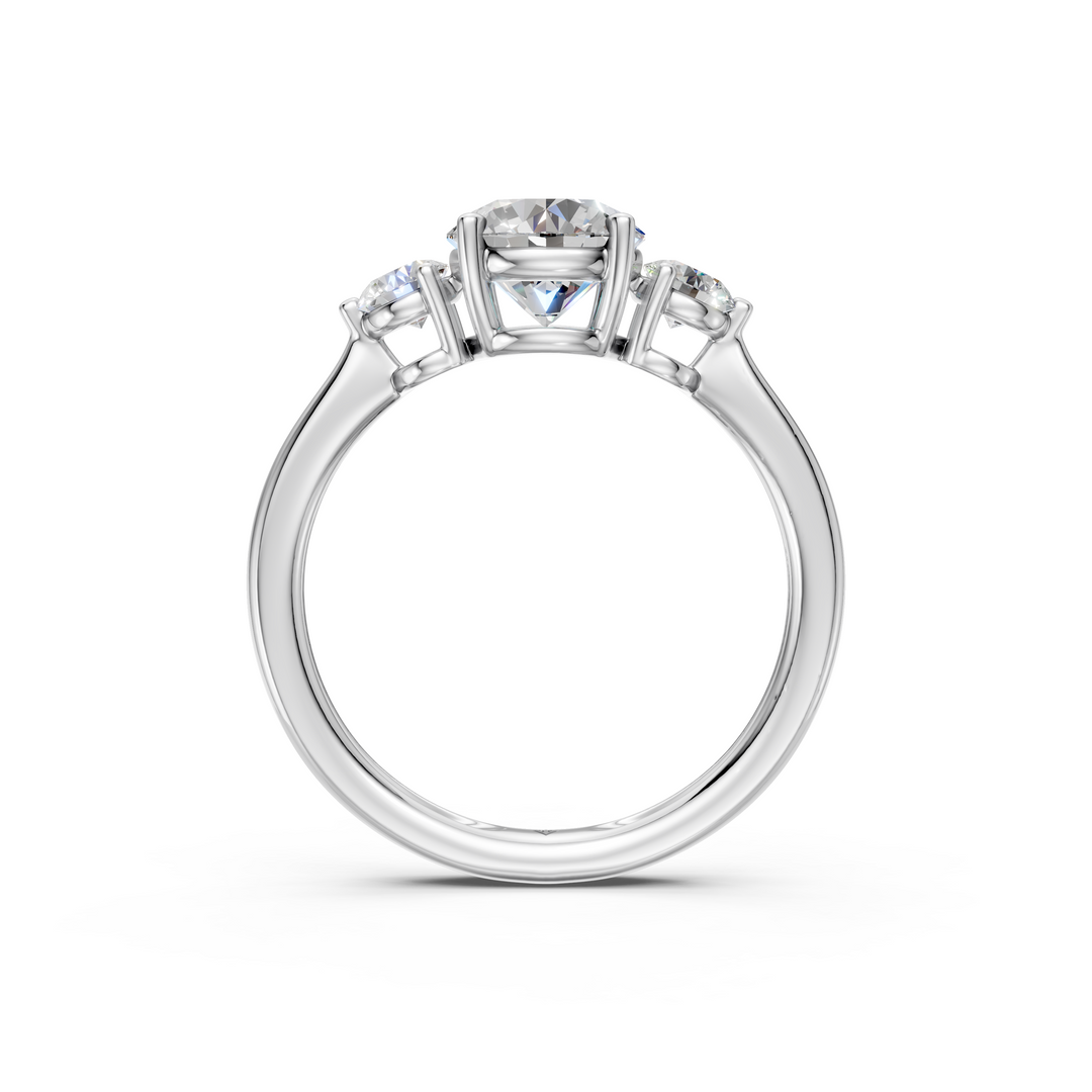 Malti Round Solitaire Diamond 3 stone Ladies Ring