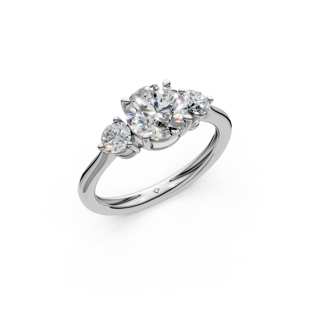Malti Round Solitaire Diamond 3 stone Ladies Ring