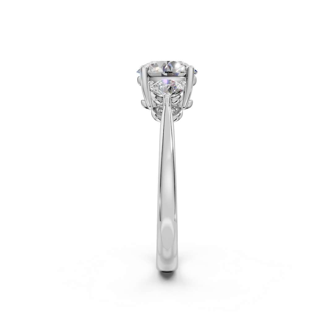Malti Round Solitaire Diamond 3 stone Ladies Ring