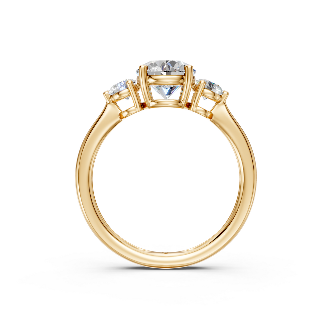 Malti Round Solitaire Diamond 3 stone Ladies Ring