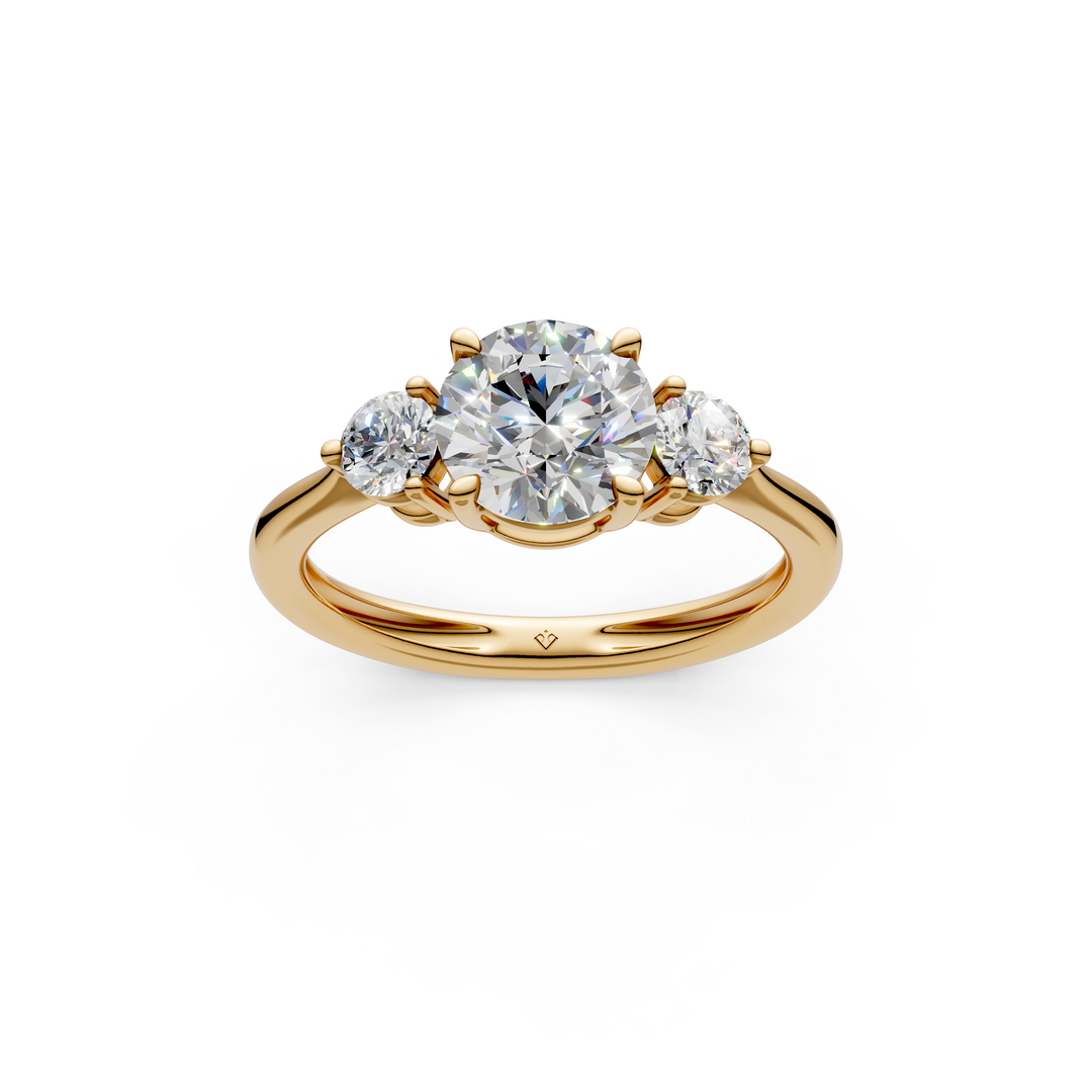 Malti Round Solitaire Diamond 3 stone Ladies Ring