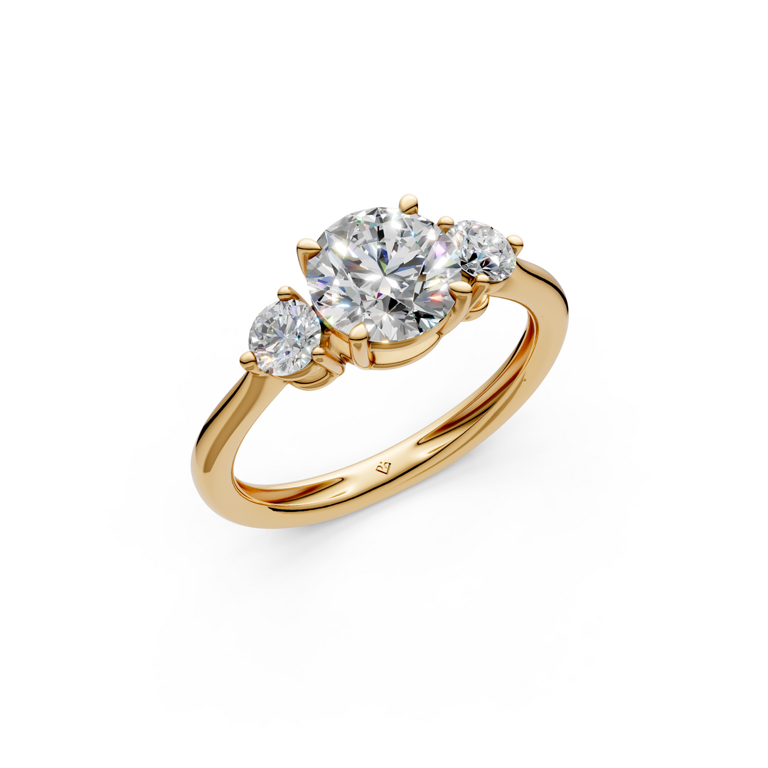 Malti Round Solitaire Diamond 3 stone Ladies Ring