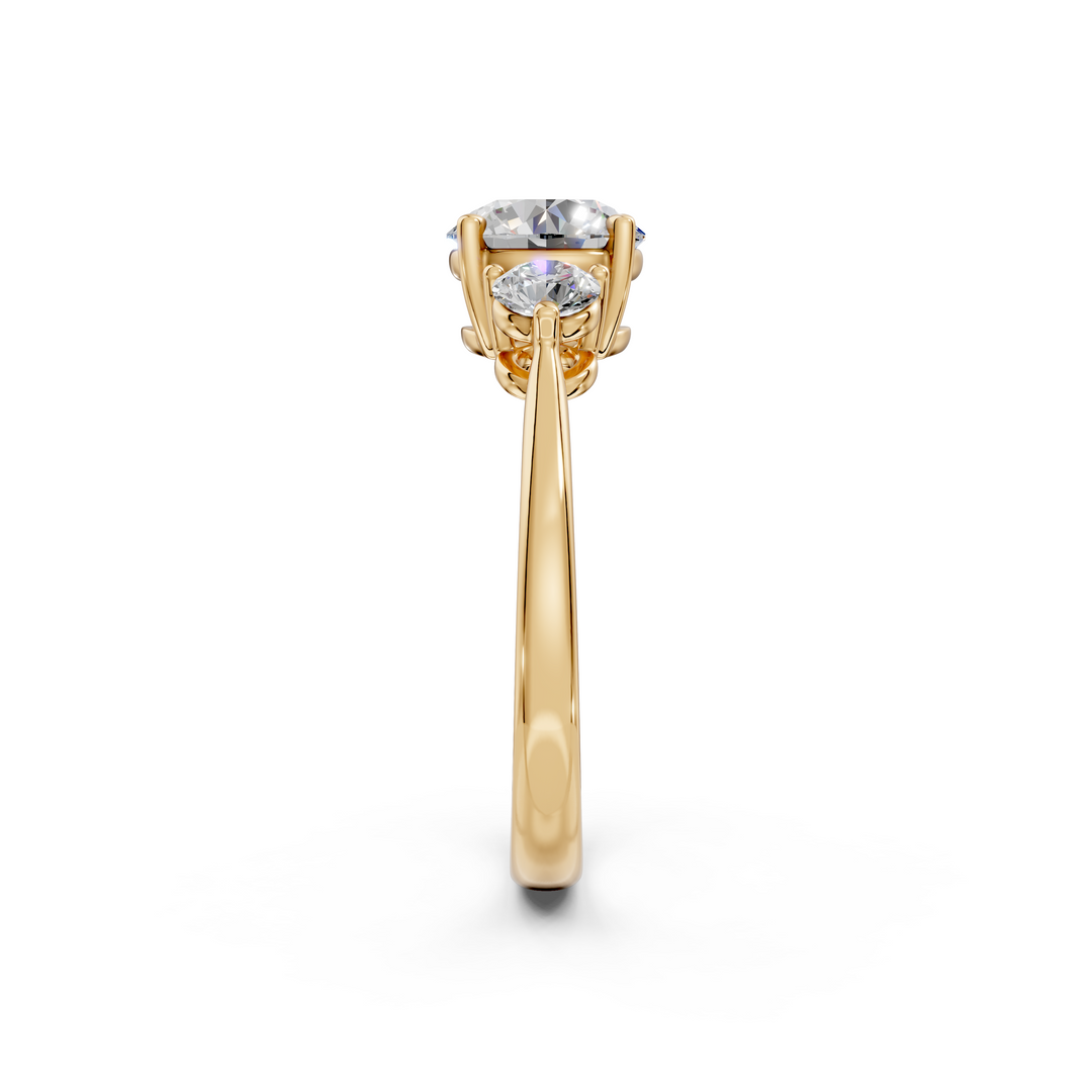 Malti Round Solitaire Diamond 3 stone Ladies Ring