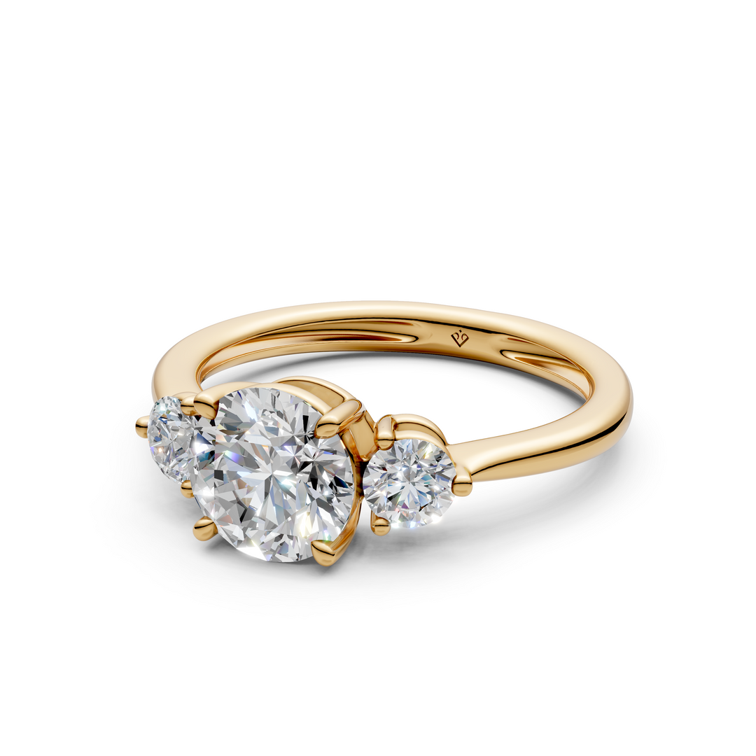 Malti Round Solitaire Diamond 3 stone Ladies Ring