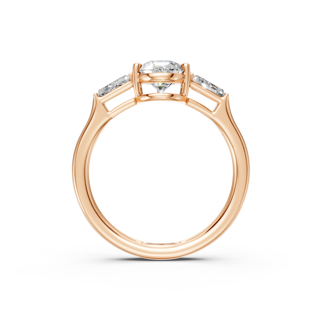 Quinn Pear Solitaire Diamond 3 stone Ladies Ring
