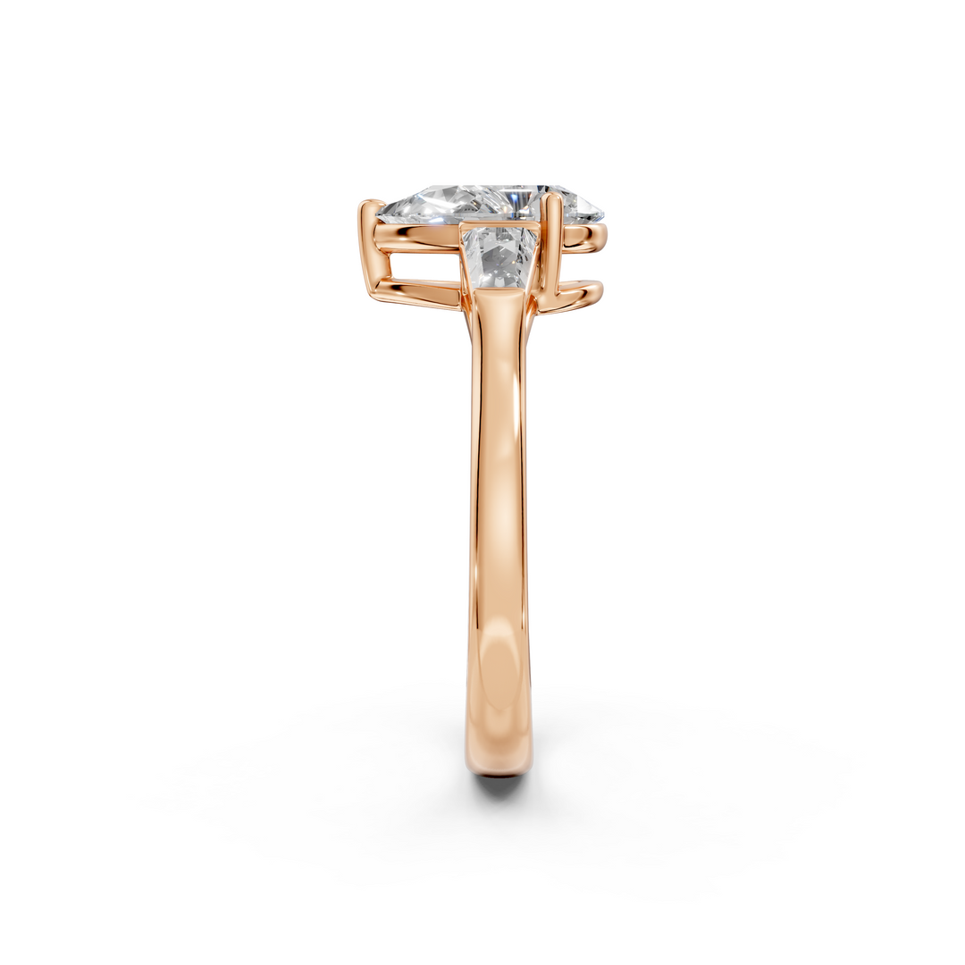 Quinn Pear Solitaire Diamond 3 stone Ladies Ring