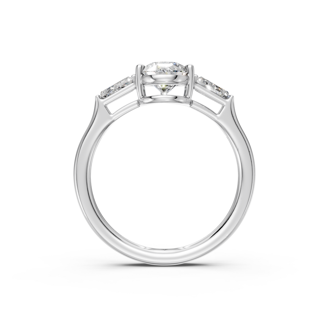 Quinn Pear Solitaire Diamond 3 stone Ladies Ring
