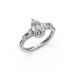 Load image into Gallery viewer, Quinn Pear Solitaire Diamond 3 stone Ladies Ring
