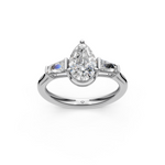 Load image into Gallery viewer, Quinn Pear Solitaire Diamond 3 stone Ladies Ring
