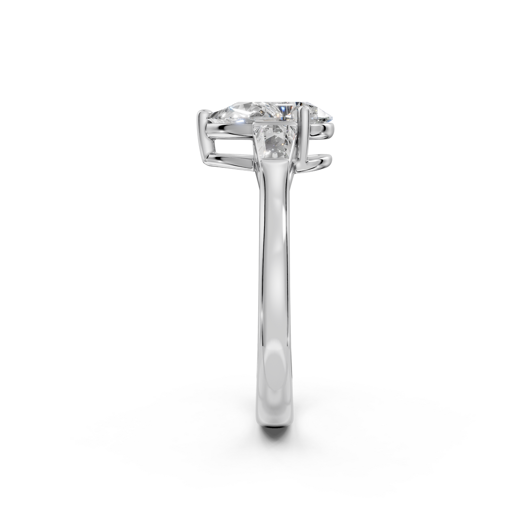 Quinn Pear Solitaire Diamond 3 stone Ladies Ring