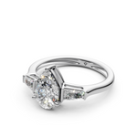 Load image into Gallery viewer, Quinn Pear Solitaire Diamond 3 stone Ladies Ring
