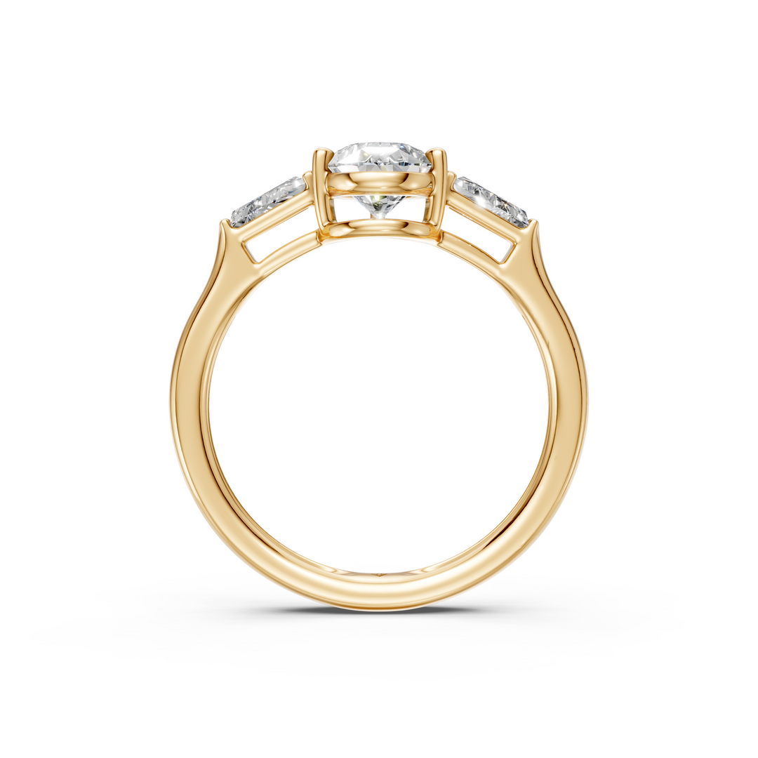 Quinn Pear Solitaire Diamond 3 stone Ladies Ring