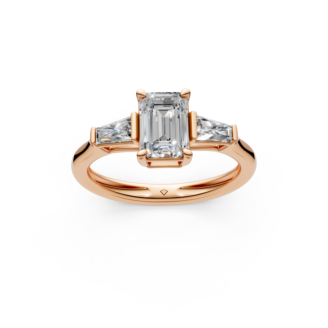 Imani Emerald Solitaire Diamond 3 stone Ladies Ring