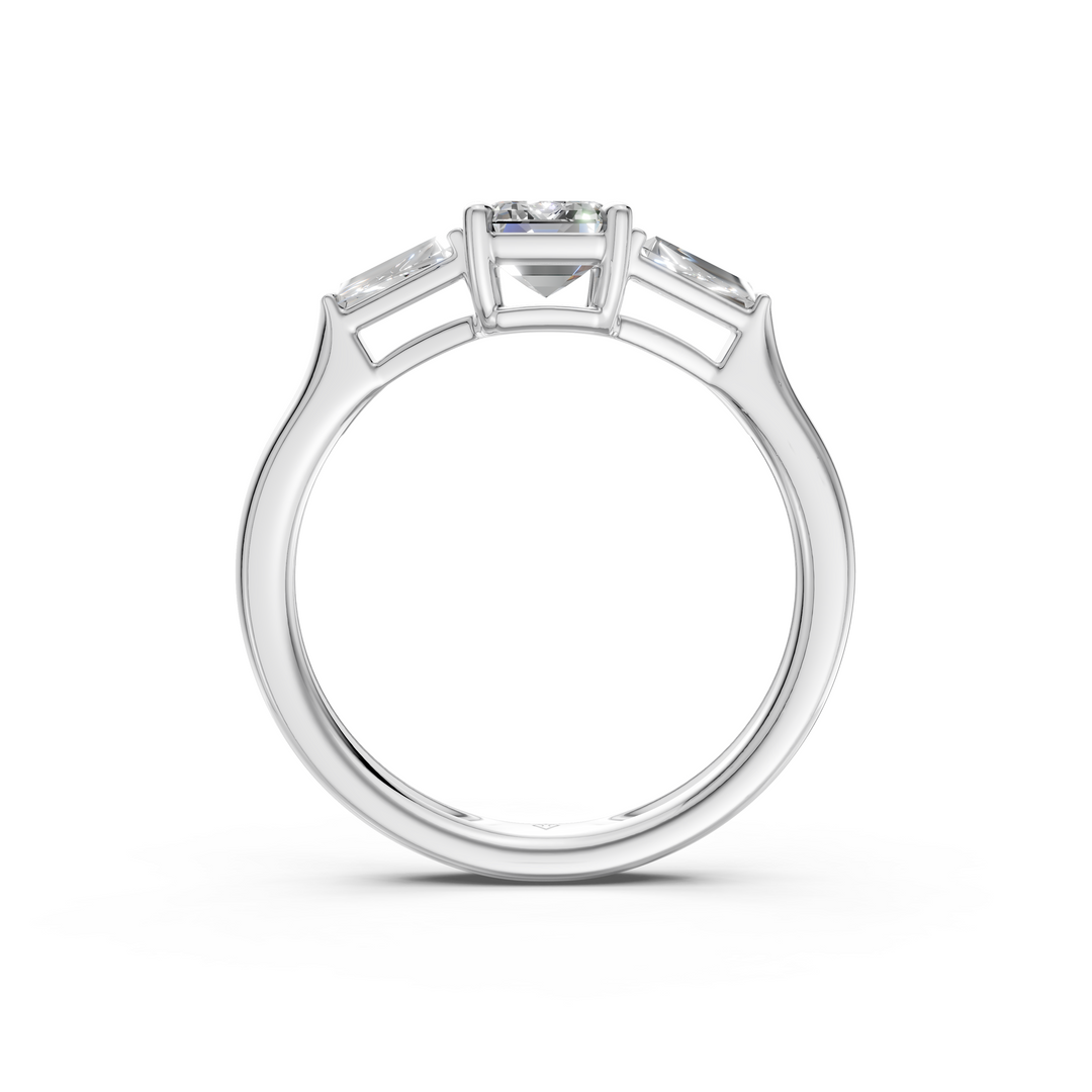 Imani Emerald Solitaire Diamond 3 stone Ladies Ring