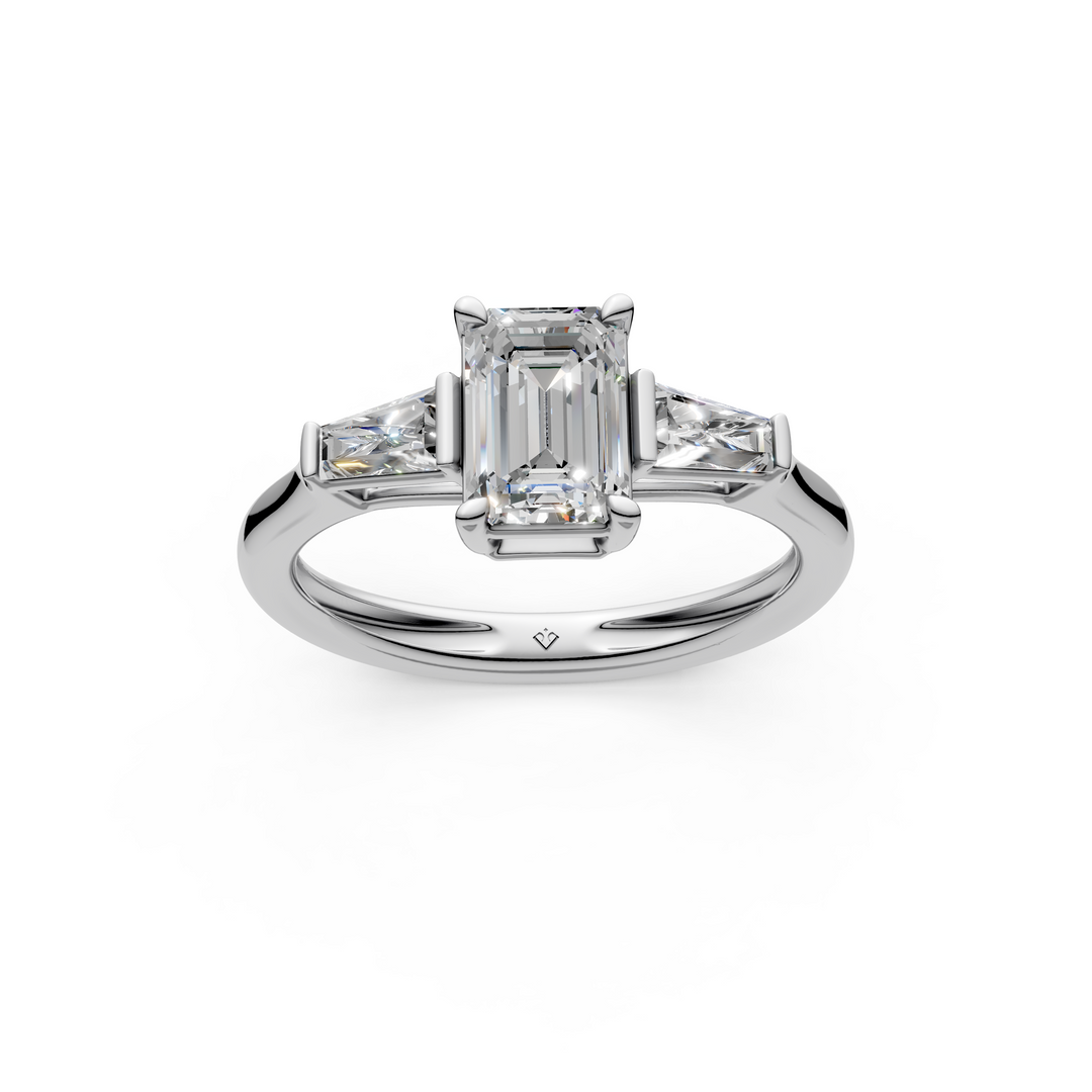 Imani Emerald Solitaire Diamond 3 stone Ladies Ring