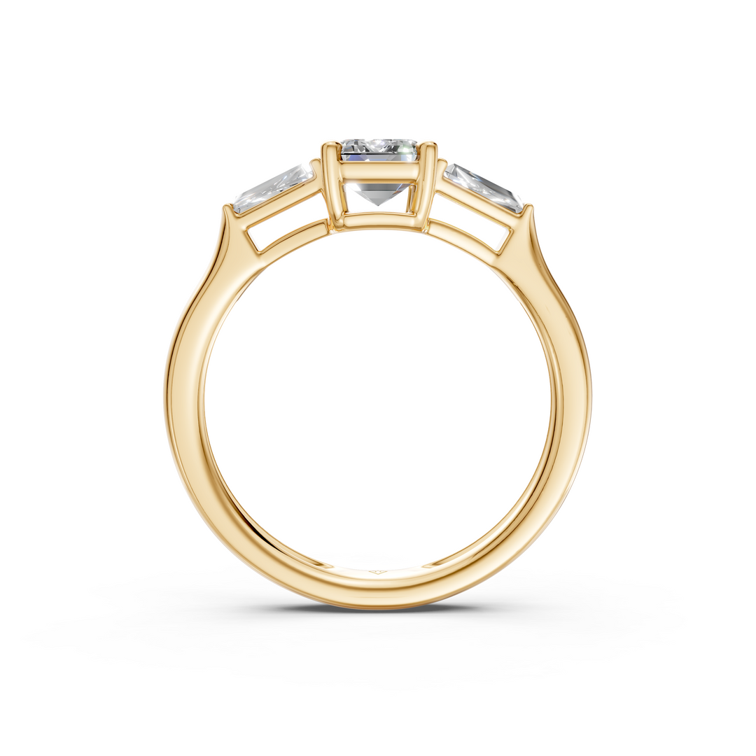 Imani Emerald Solitaire Diamond 3 stone Ladies Ring
