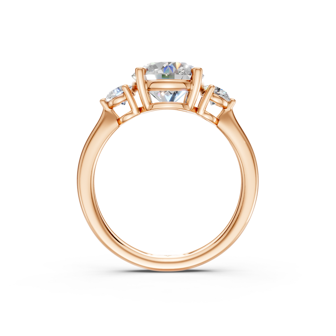 Aaliyah Round Solitaire Diamond 3 stone Ladies Ring