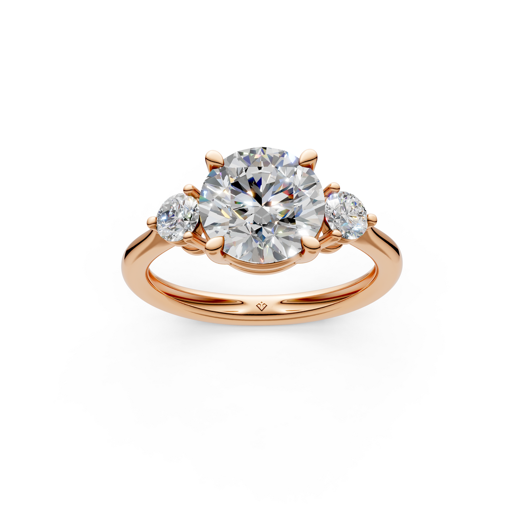 Aaliyah Round Solitaire Diamond 3 stone Ladies Ring