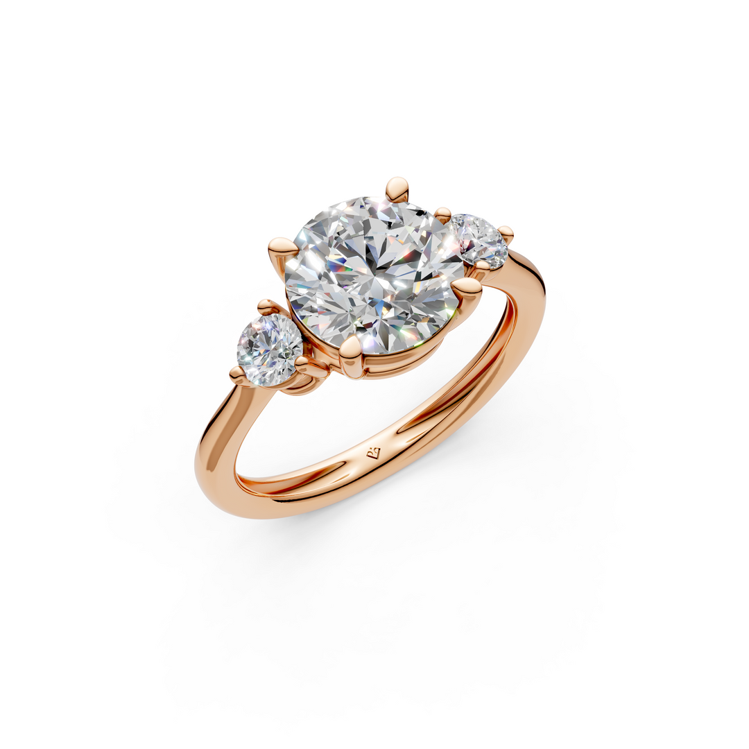 Aaliyah Round Solitaire Diamond 3 stone Ladies Ring