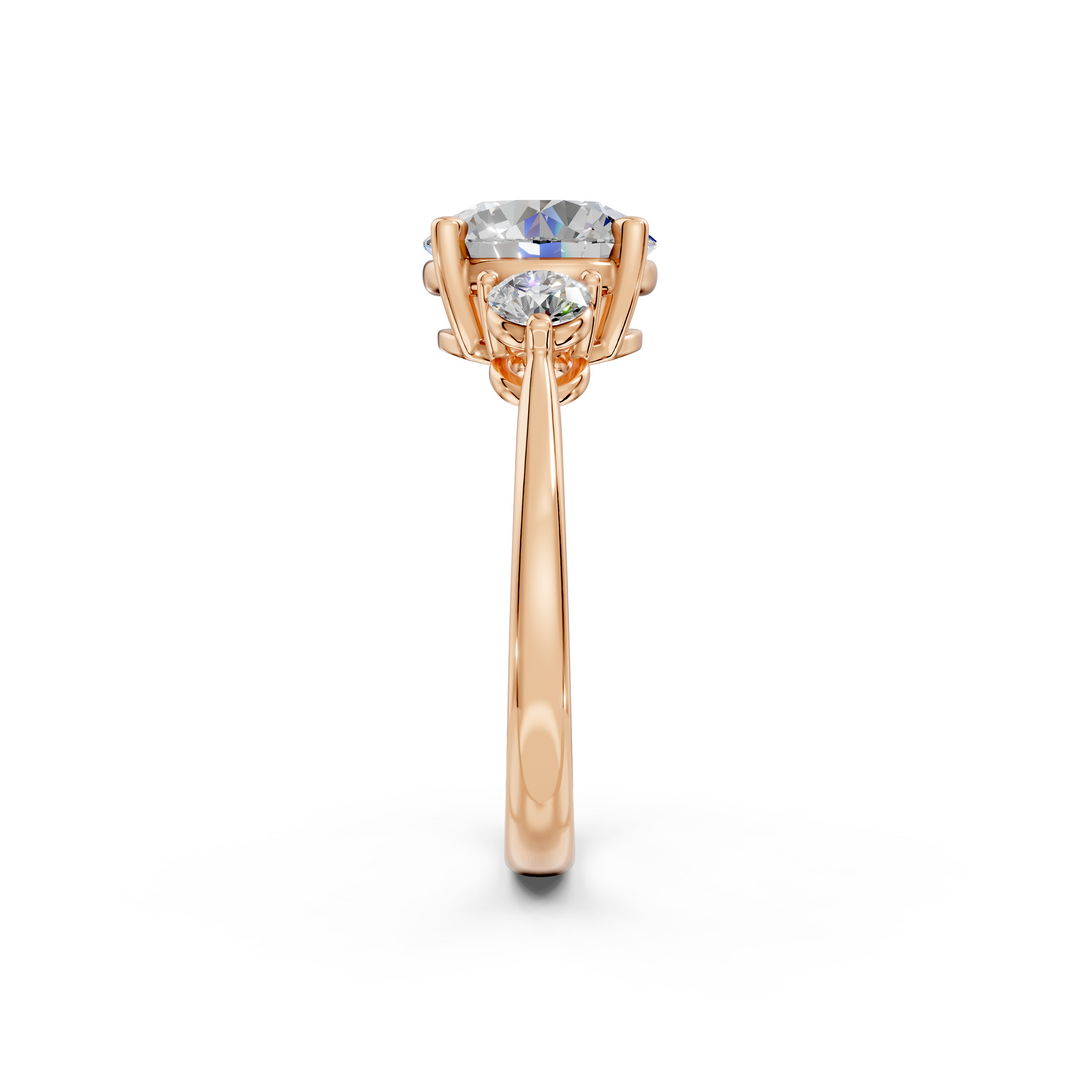 Aaliyah Round Solitaire Diamond 3 stone Ladies Ring