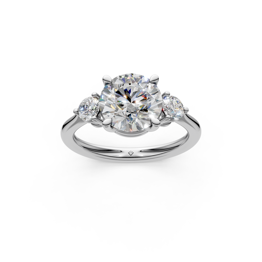 Aaliyah Round Solitaire Diamond 3 stone Ladies Ring