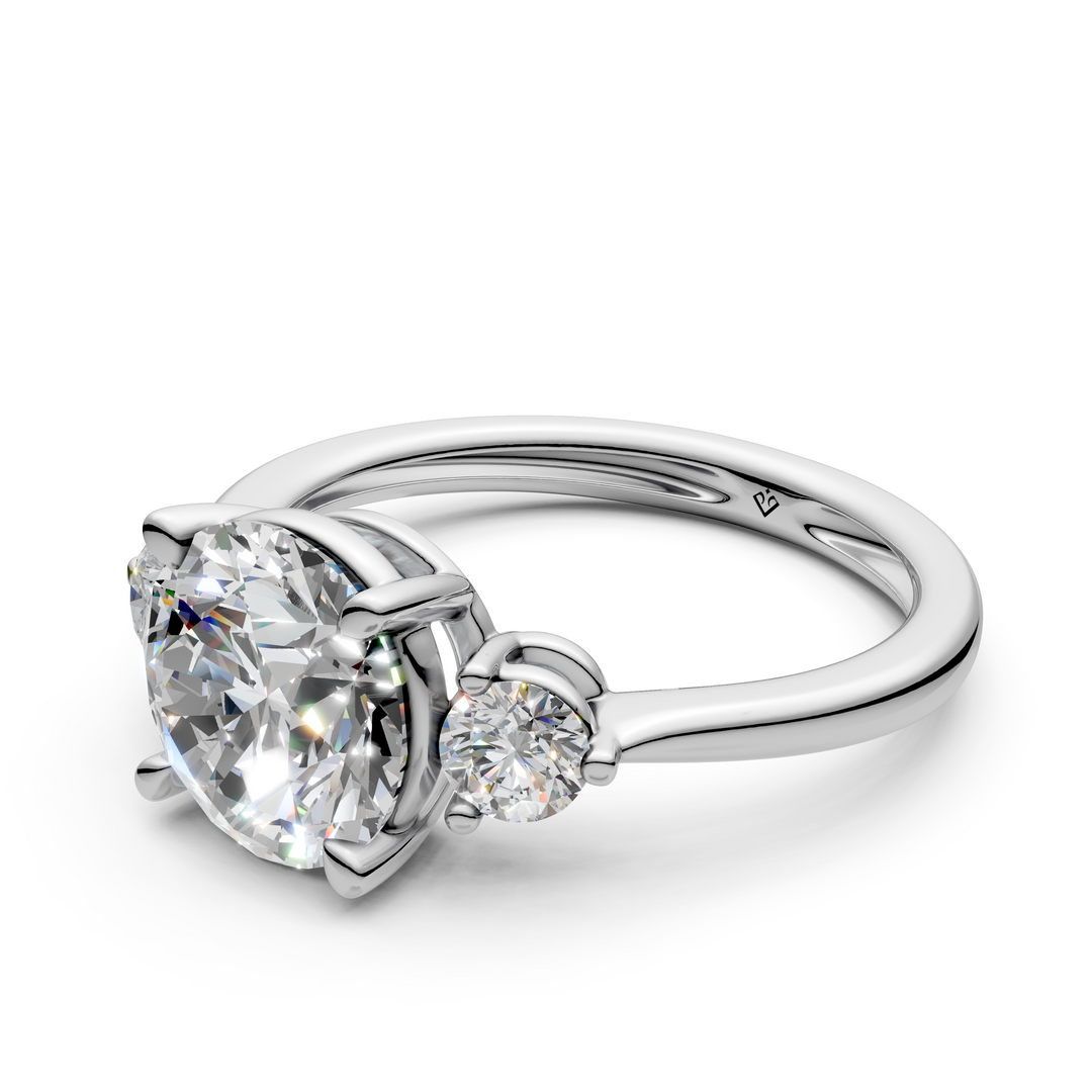Aaliyah Round Solitaire Diamond 3 stone Ladies Ring