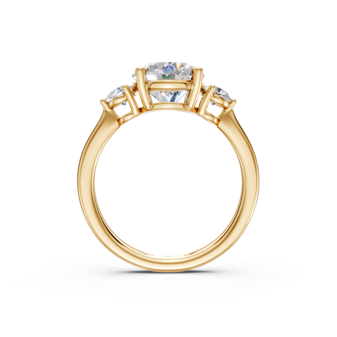 Aaliyah Round Solitaire Diamond 3 stone Ladies Ring