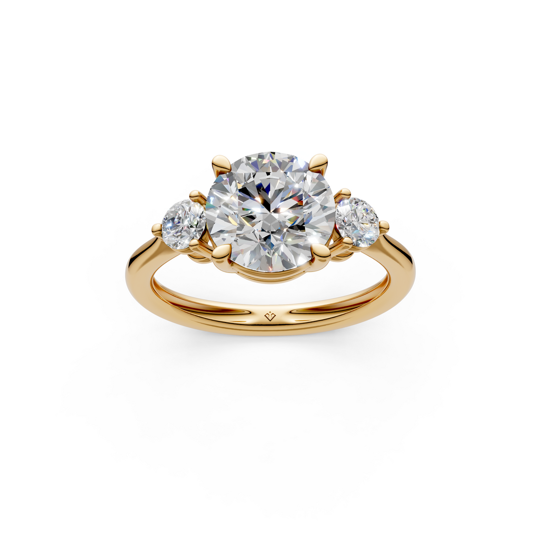Aaliyah Round Solitaire Diamond 3 stone Ladies Ring