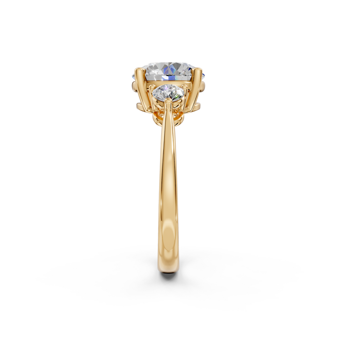 Aaliyah Round Solitaire Diamond 3 stone Ladies Ring