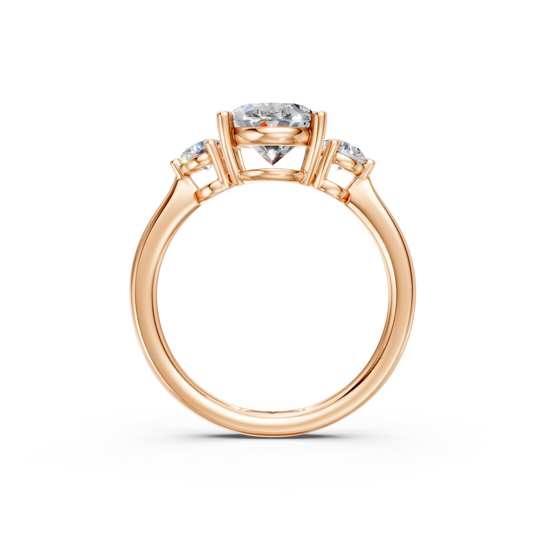 Kiara  Oval Solitaire Diamond 3 stone Ladies Ring