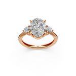Load image into Gallery viewer, Kiara  Oval Solitaire Diamond 3 stone Ladies Ring
