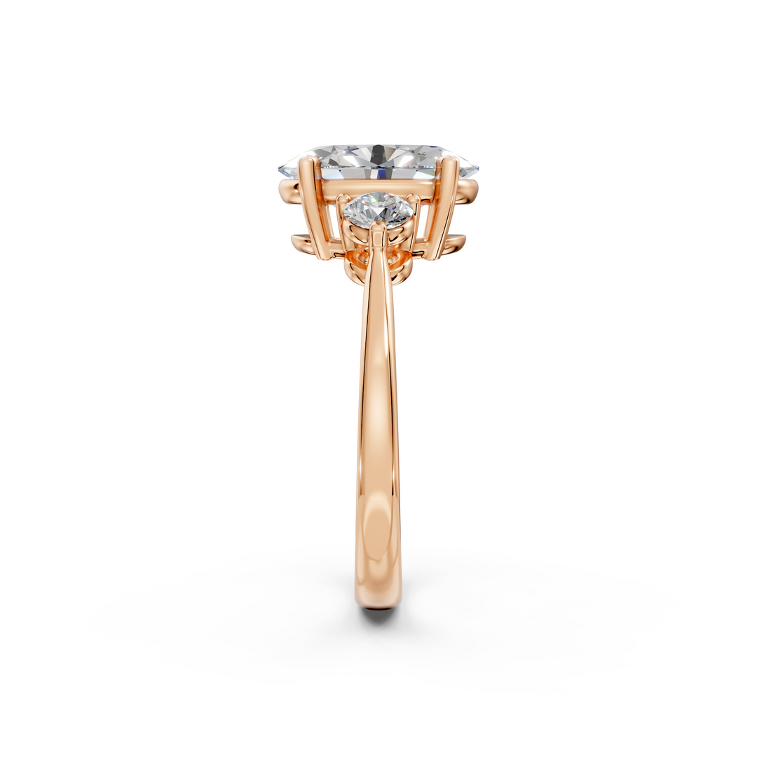 Kiara  Oval Solitaire Diamond 3 stone Ladies Ring