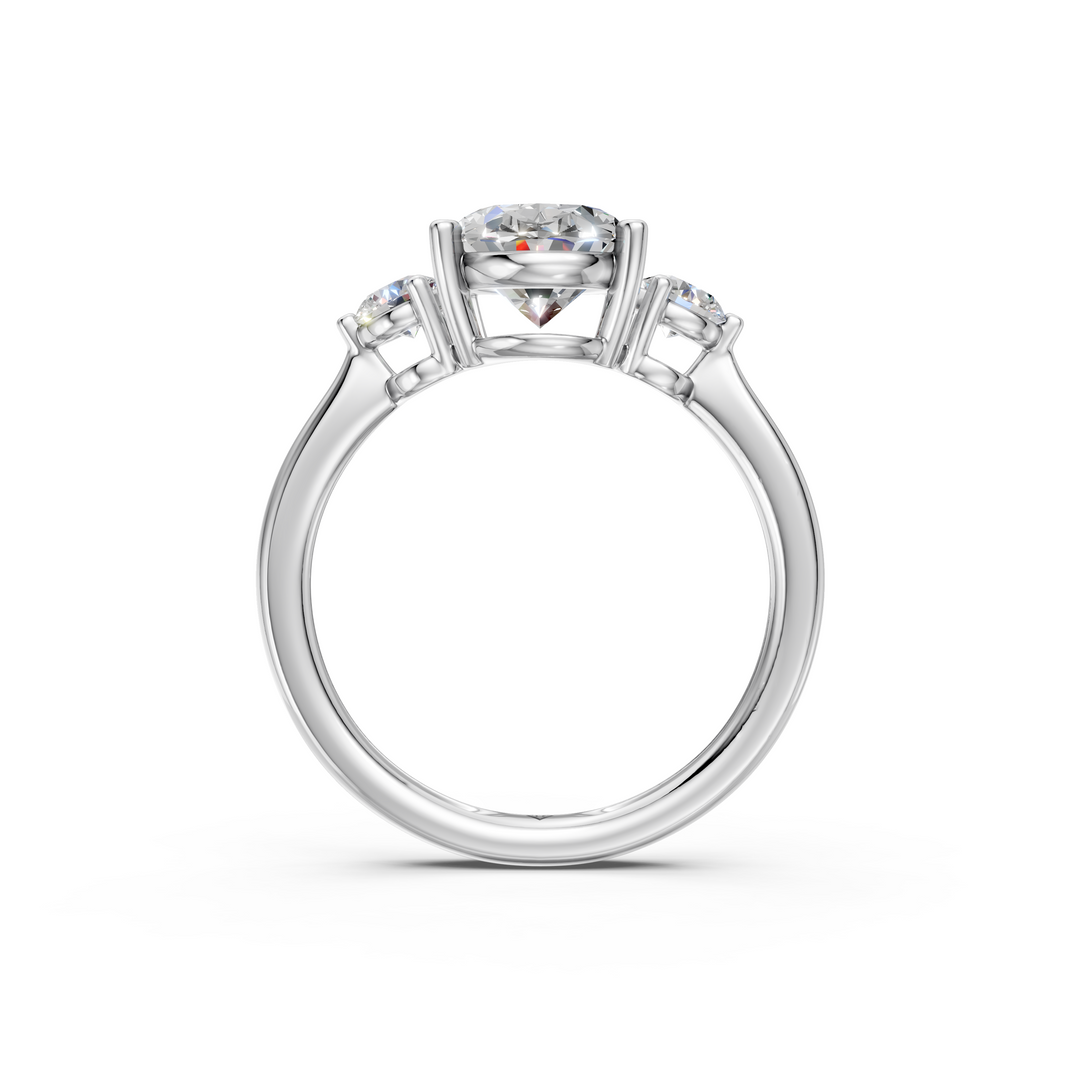 Kiara  Oval Solitaire Diamond 3 stone Ladies Ring