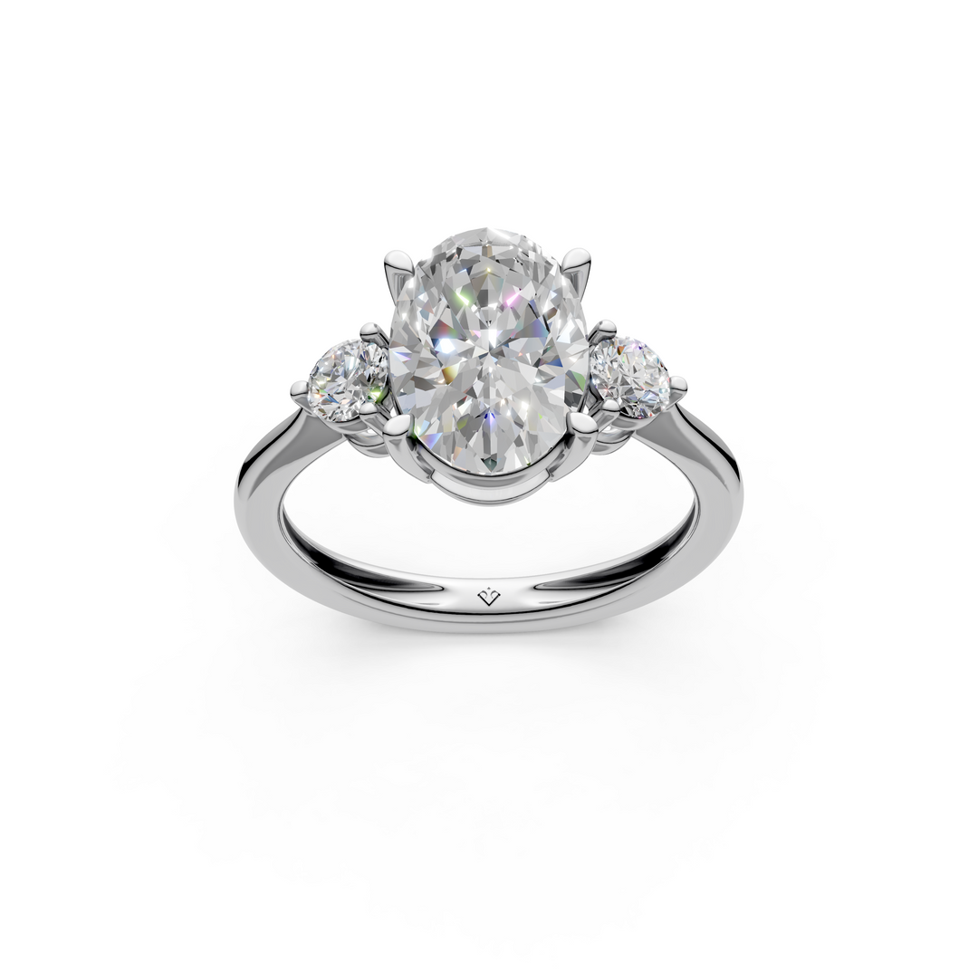 Kiara  Oval Solitaire Diamond 3 stone Ladies Ring