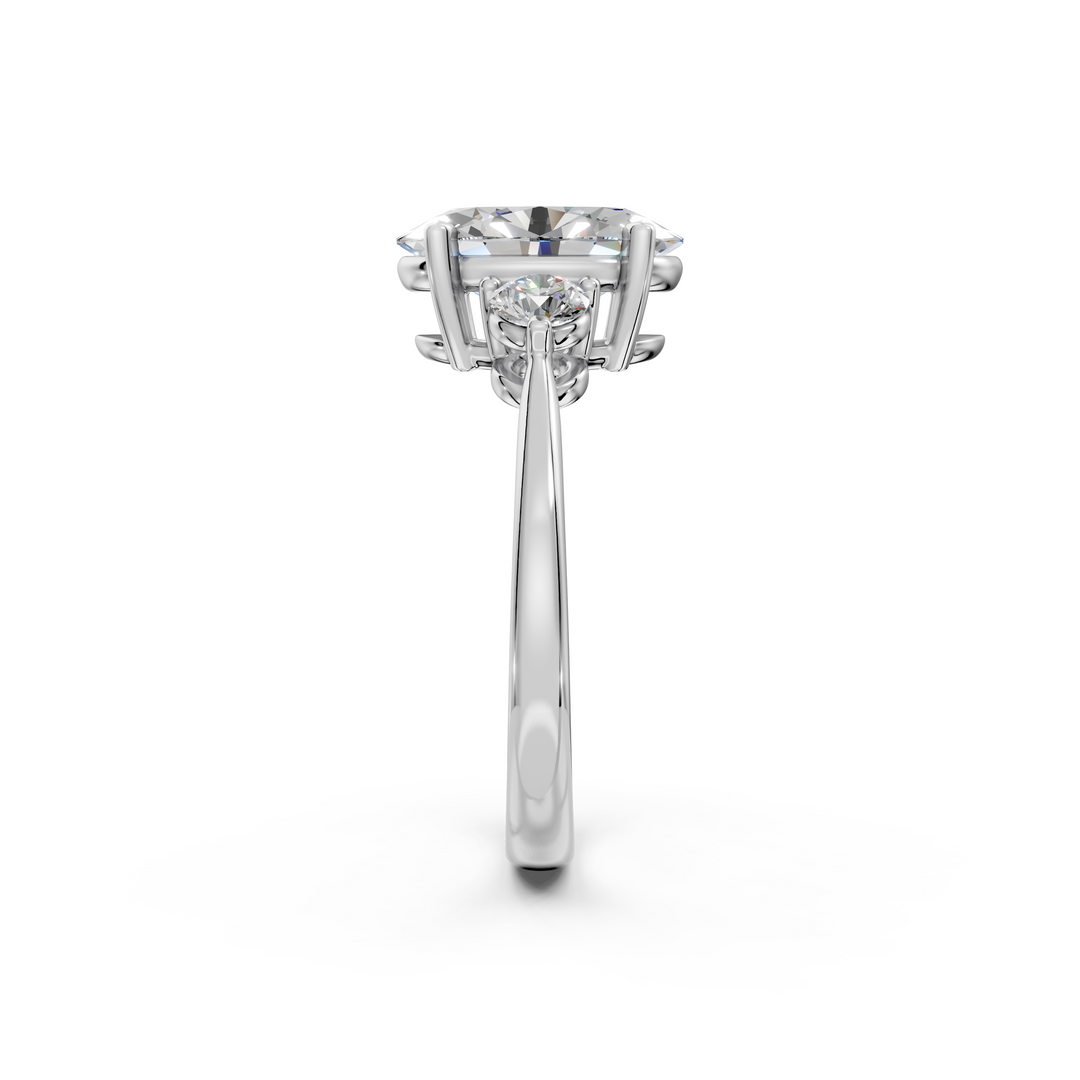 Kiara  Oval Solitaire Diamond 3 stone Ladies Ring