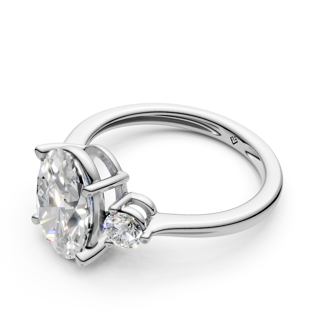 Kiara  Oval Solitaire Diamond 3 stone Ladies Ring