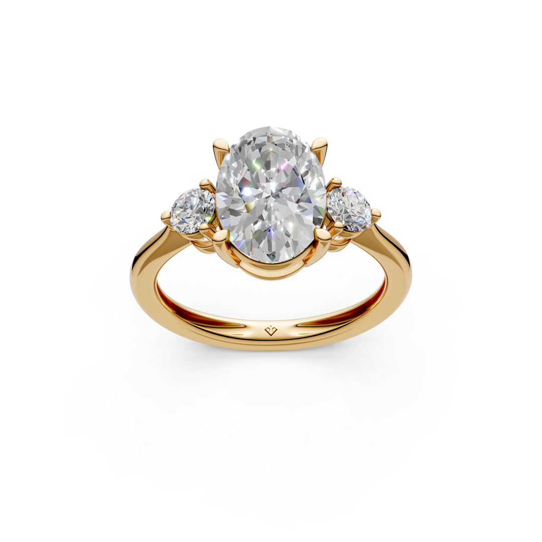 Kiara  Oval Solitaire Diamond 3 stone Ladies Ring