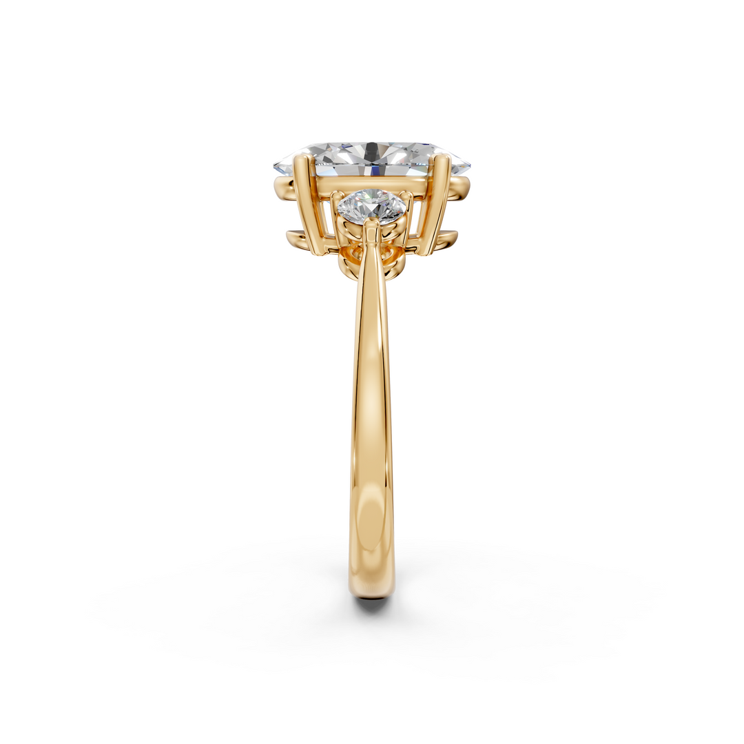 Kiara  Oval Solitaire Diamond 3 stone Ladies Ring