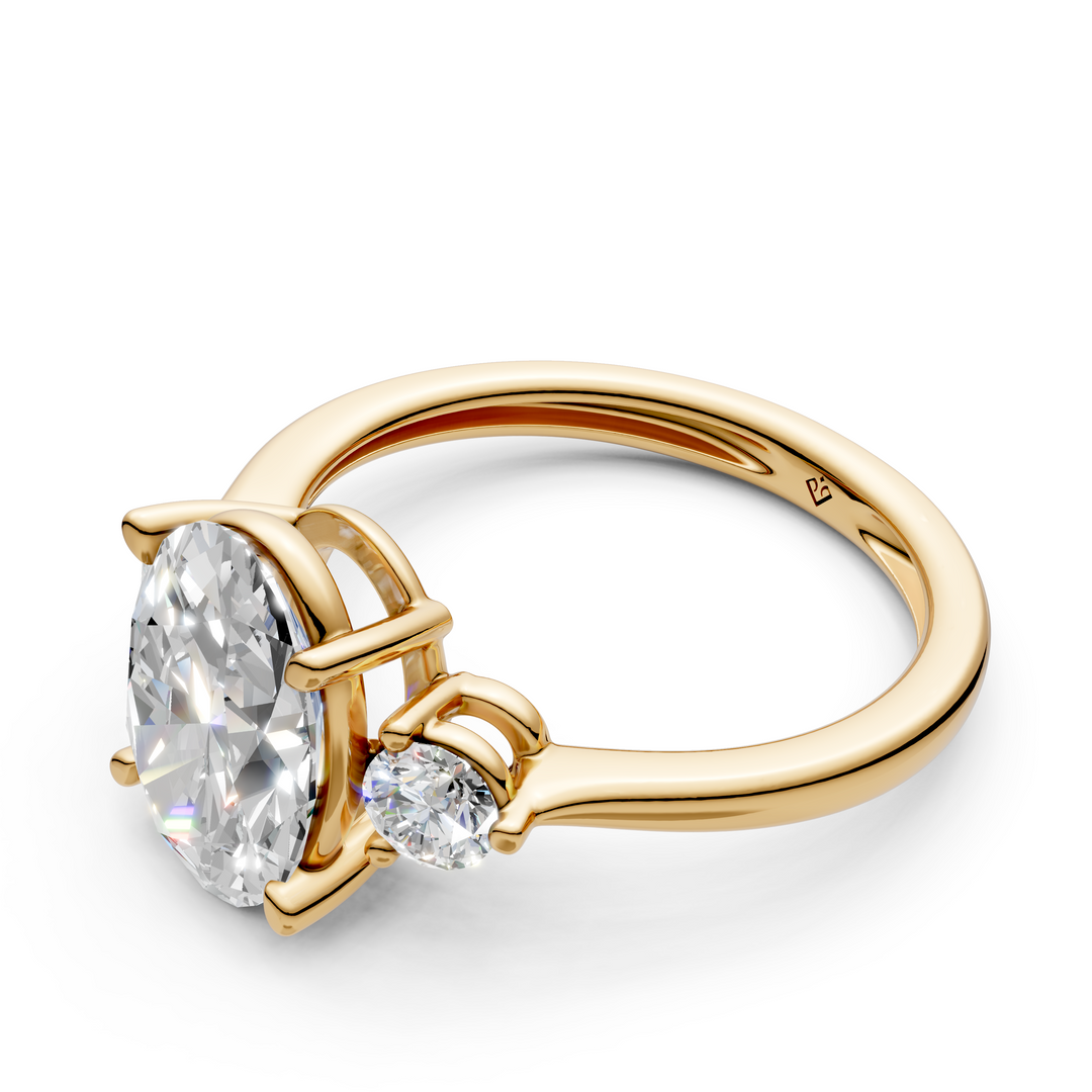 Kiara  Oval Solitaire Diamond 3 stone Ladies Ring