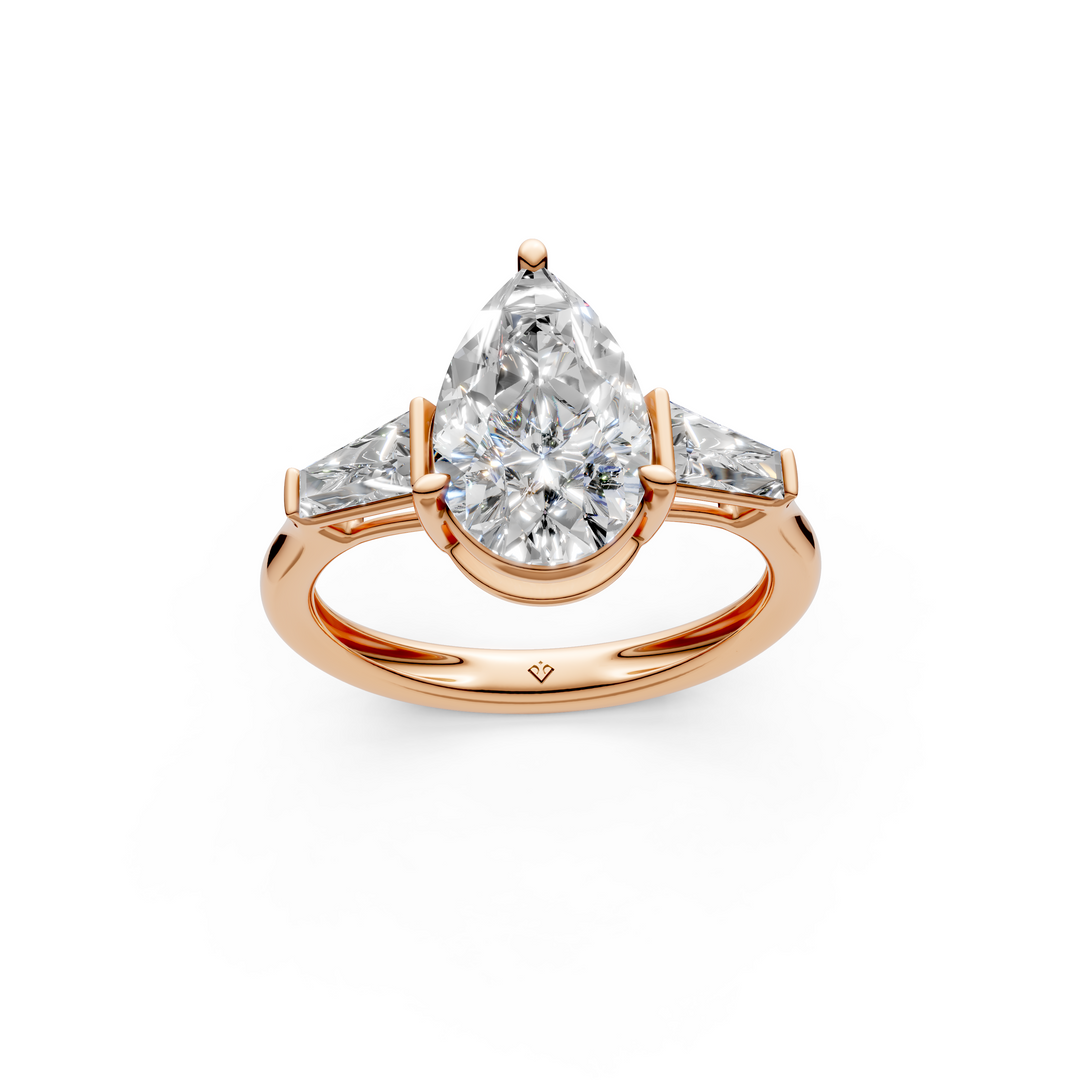 Adele Pear Solitaire Diamond 3 stone Ladies Ring